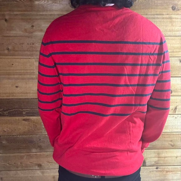 Y2K Aeropostale red and navy striped long sleeve sweatshirt#stripes - Picture 2 of 5